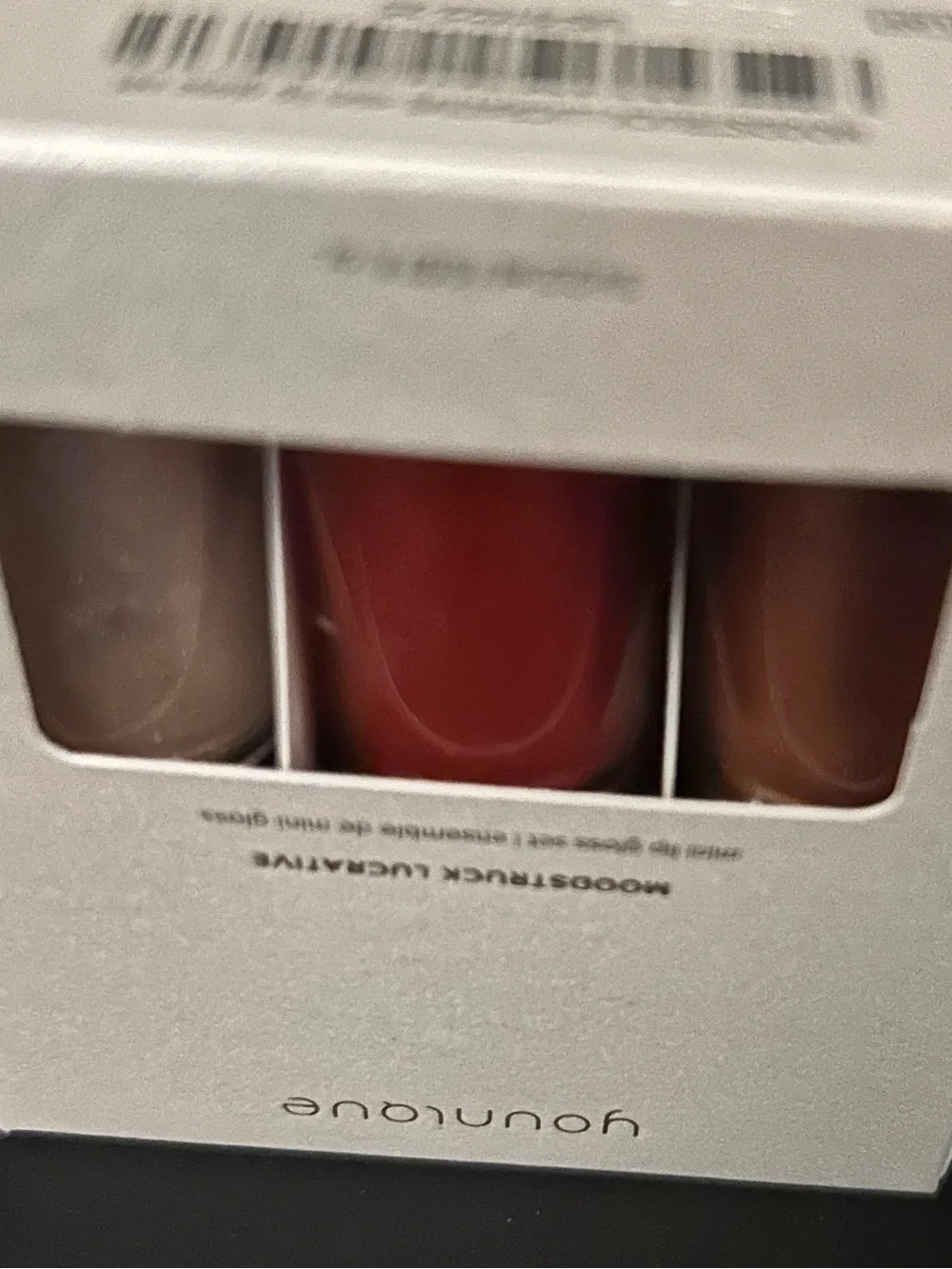 Younique Moodstruck Lucrative Mini Lip Gloss Trio Brown, Red, Gold